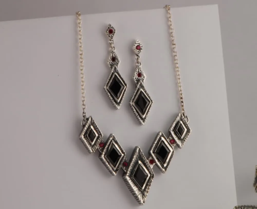 Black Sterling Silver Dangle Earrings: Gothic Medieval Jewelry