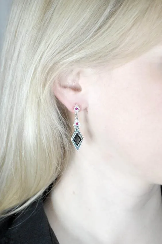 Black Sterling Silver Dangle Earrings: Gothic Medieval Jewelry