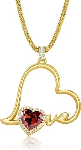 Blingoz Love Heart Pendant- Infinity Heart Birthstone Necklace for Women- 18k Gold, Rose Gold Filled With 925 Sterling Silver Necklace with Amethyst Heart Pendant- 18 2 Inch Chain