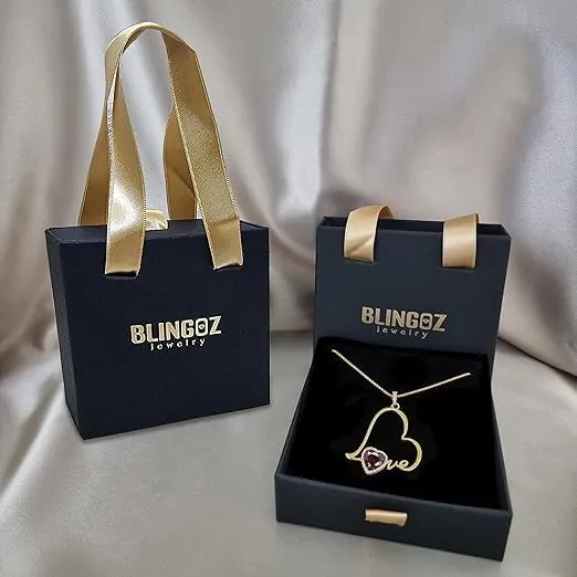 Blingoz Love Heart Pendant- Infinity Heart Birthstone Necklace for Women- 18k Gold, Rose Gold Filled With 925 Sterling Silver Necklace with Amethyst Heart Pendant- 18 2 Inch Chain