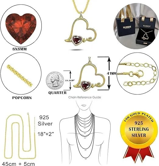 Blingoz Love Heart Pendant- Infinity Heart Birthstone Necklace for Women- 18k Gold, Rose Gold Filled With 925 Sterling Silver Necklace with Amethyst Heart Pendant- 18 2 Inch Chain
