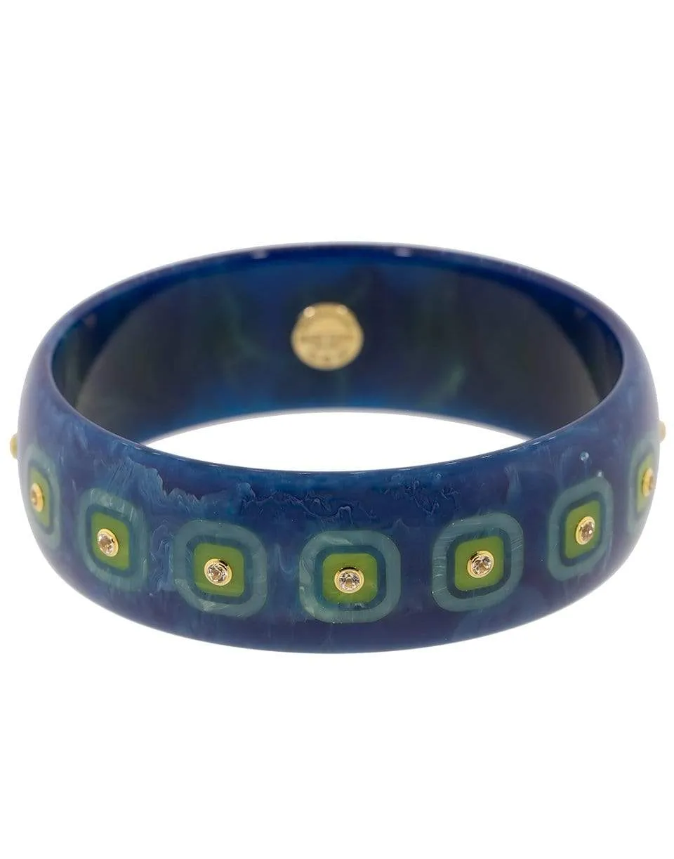 Blue and Green White Topaz Bakelite Bangle