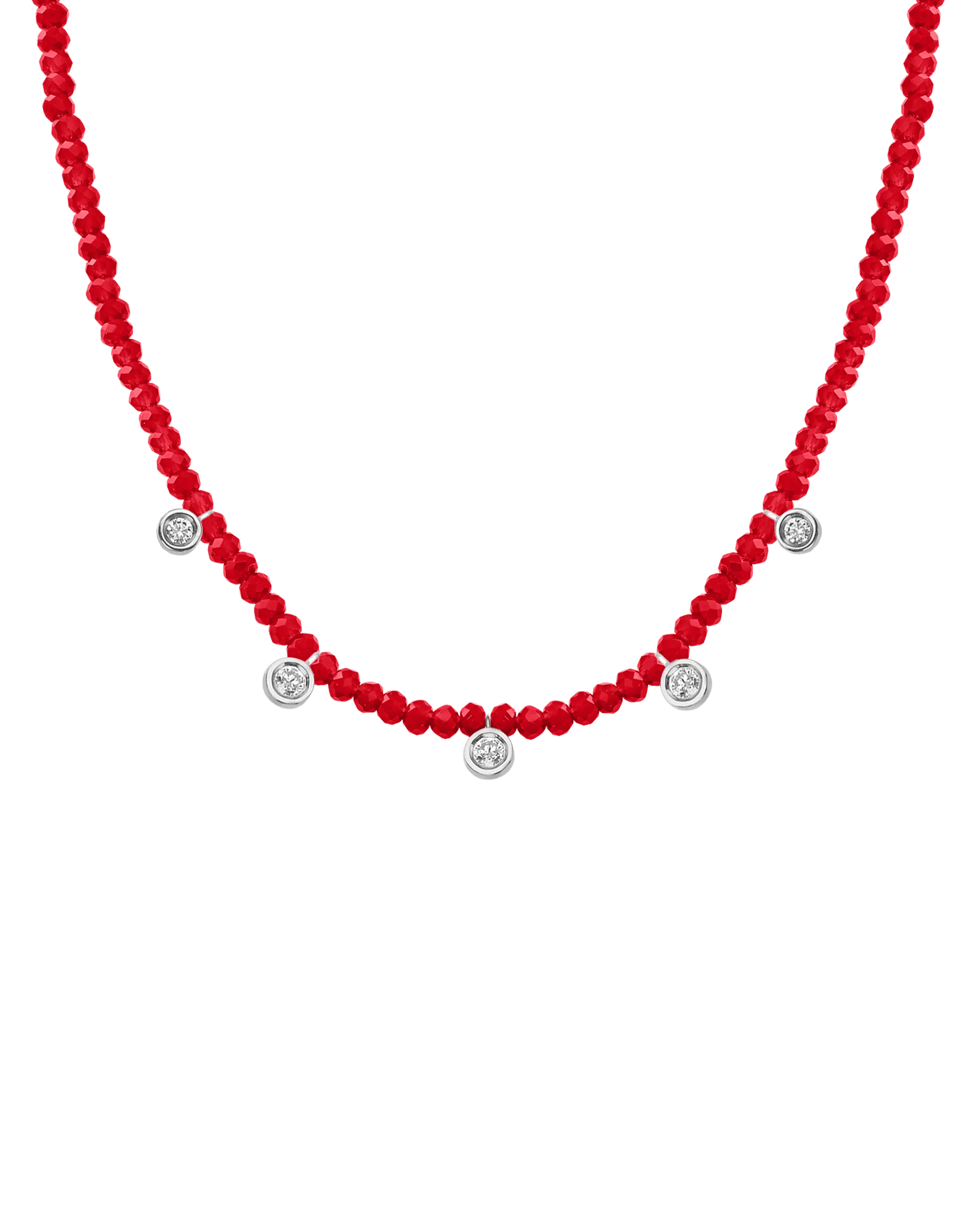 Blue Lapis Gemstone & Five diamonds Necklace - 14K Yellow Gold