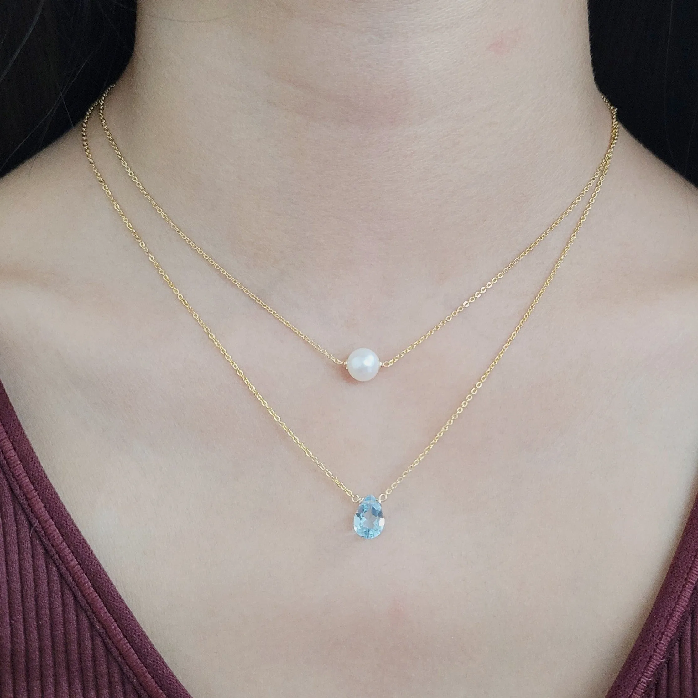 Blue Topaz Briolette Necklace