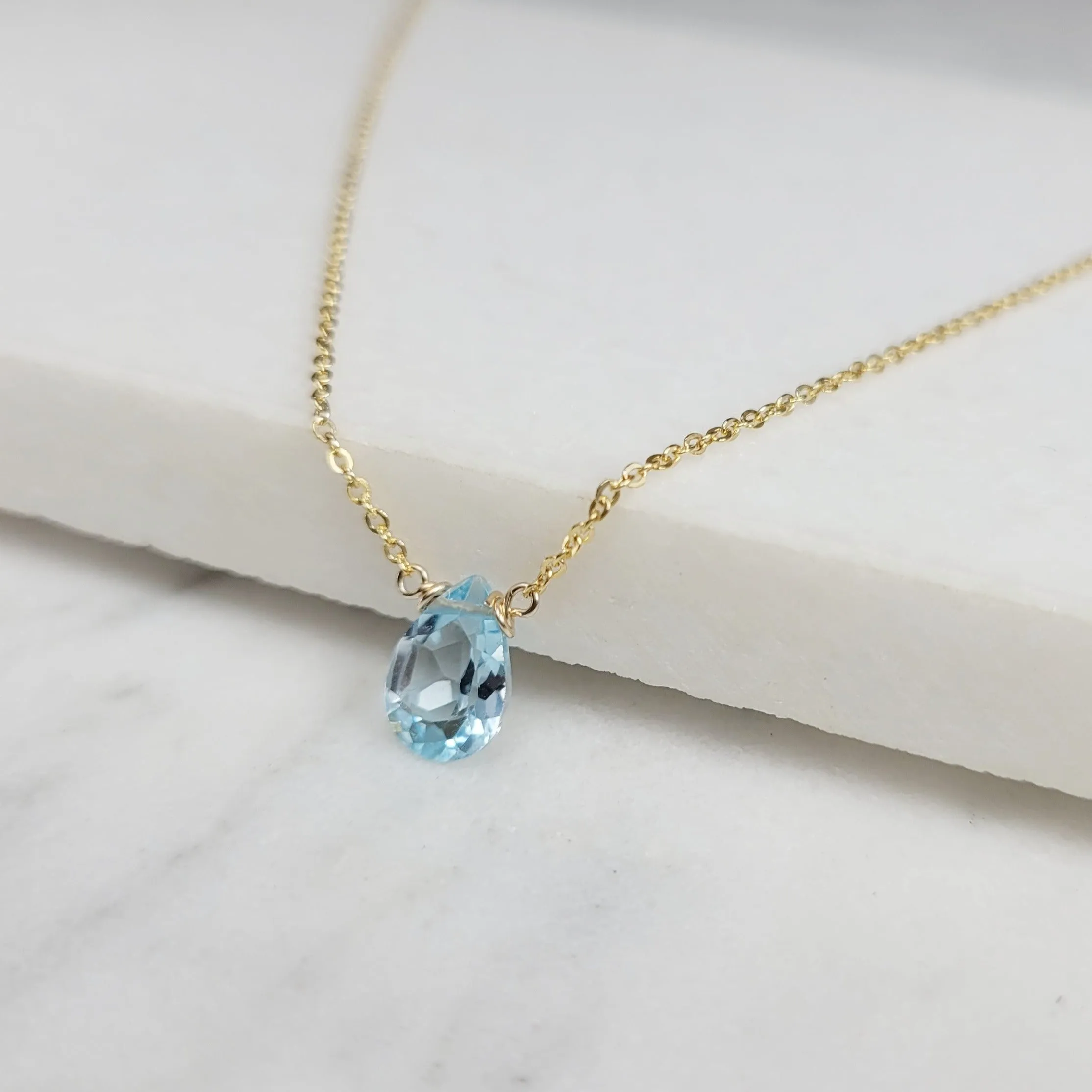 Blue Topaz Briolette Necklace