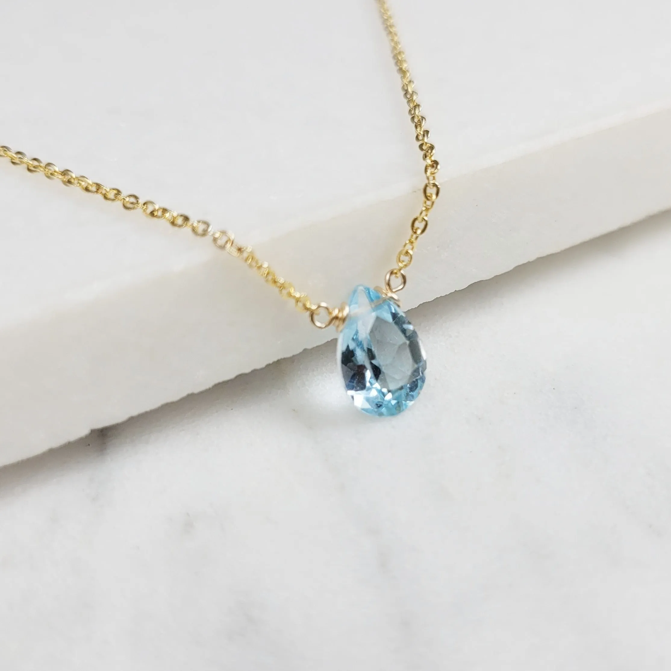Blue Topaz Briolette Necklace