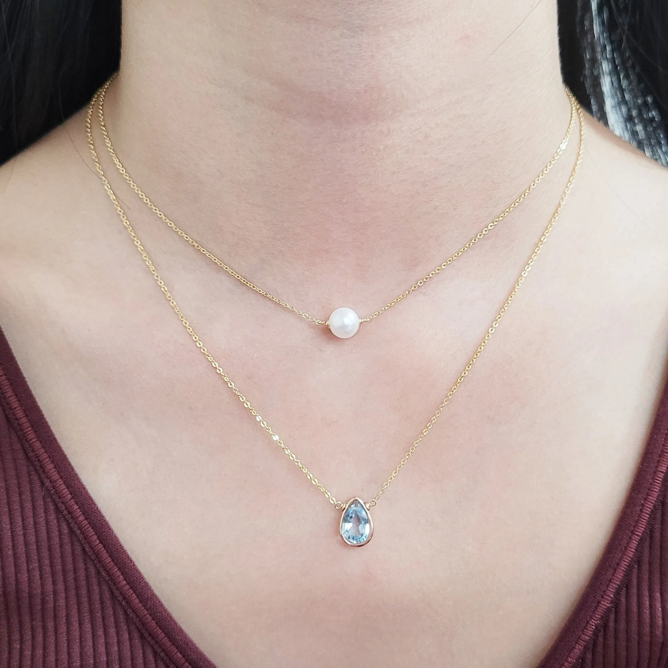 Blue Topaz Briolette Pendant Necklace