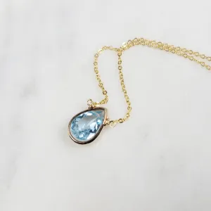 Blue Topaz Briolette Pendant Necklace
