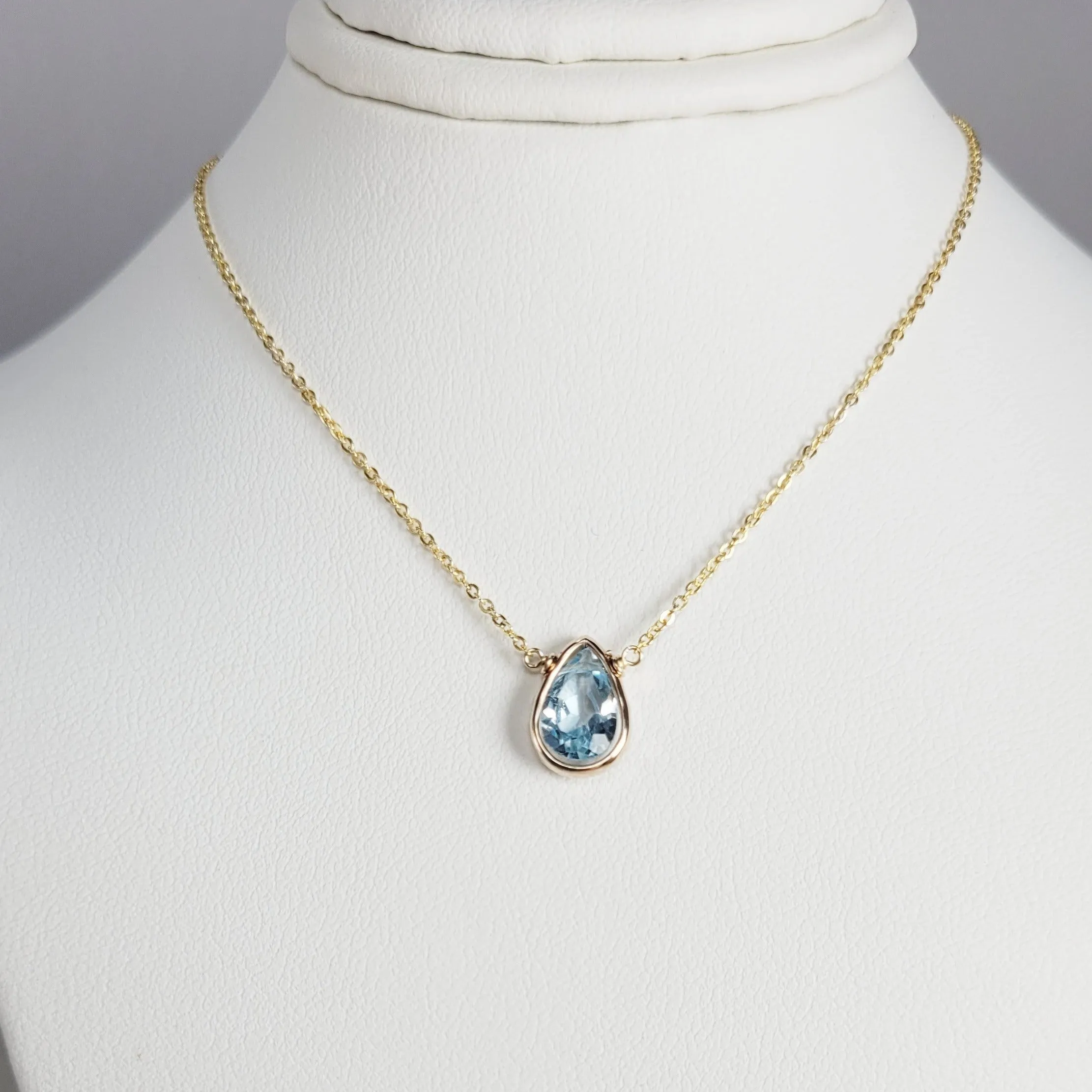 Blue Topaz Briolette Pendant Necklace