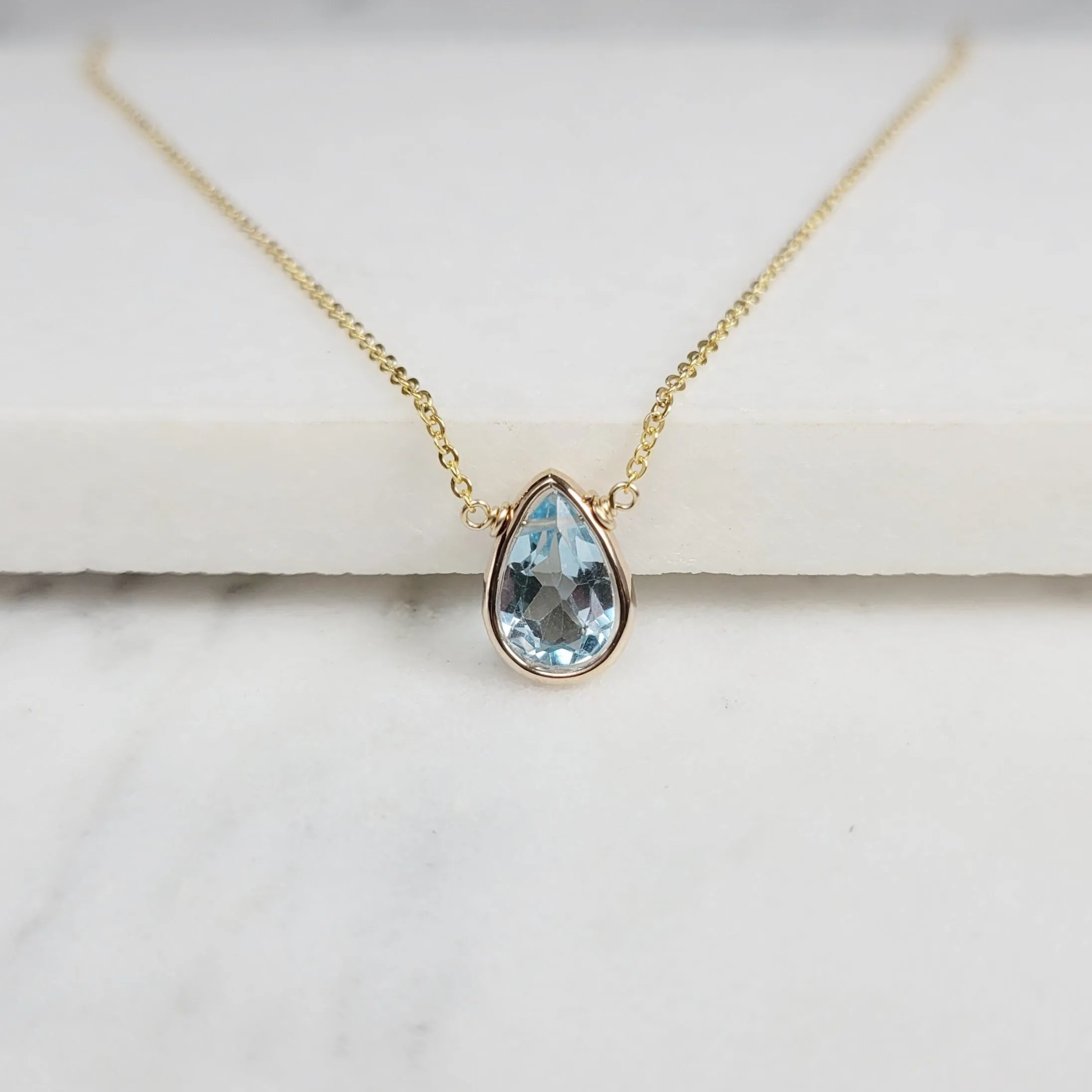 Blue Topaz Briolette Pendant Necklace