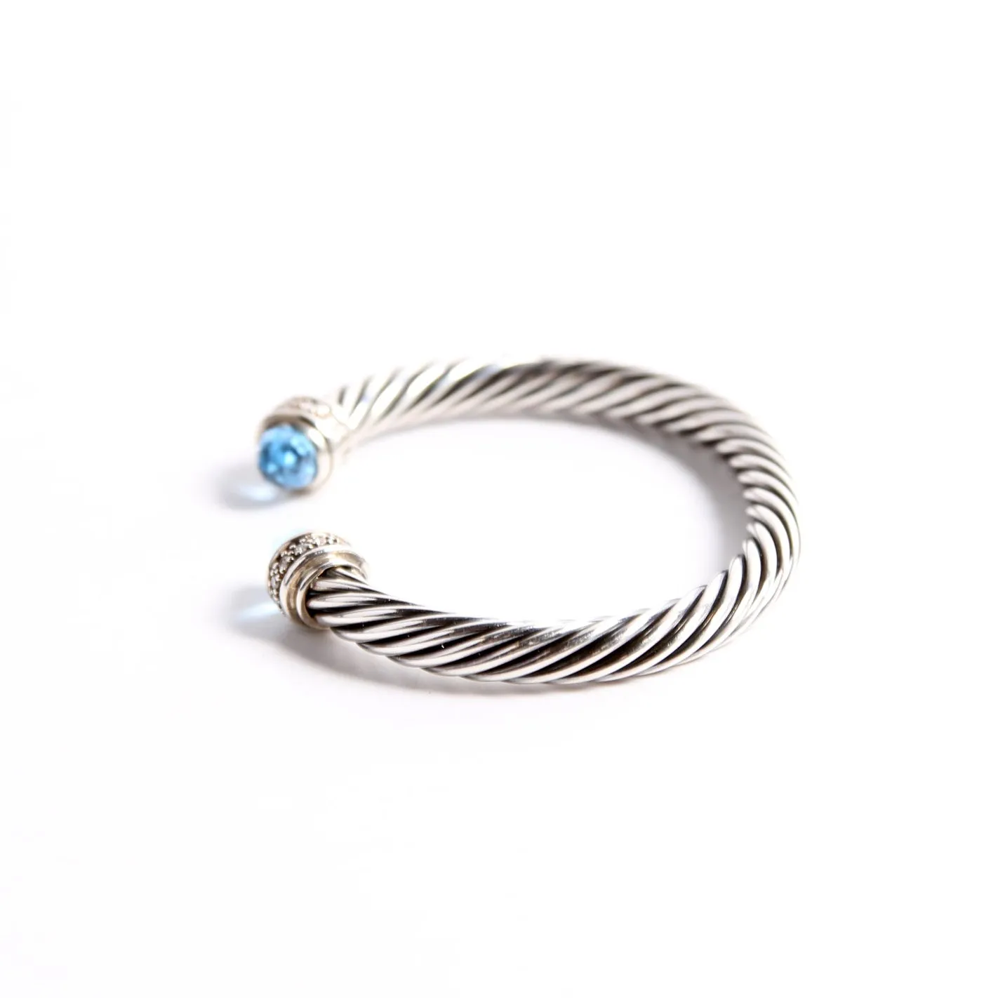 Cable Classics 7MM Bracelet Blue Topaz/Diamonds/925