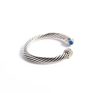 Cable Classics 7MM Bracelet Blue Topaz/Diamonds/925