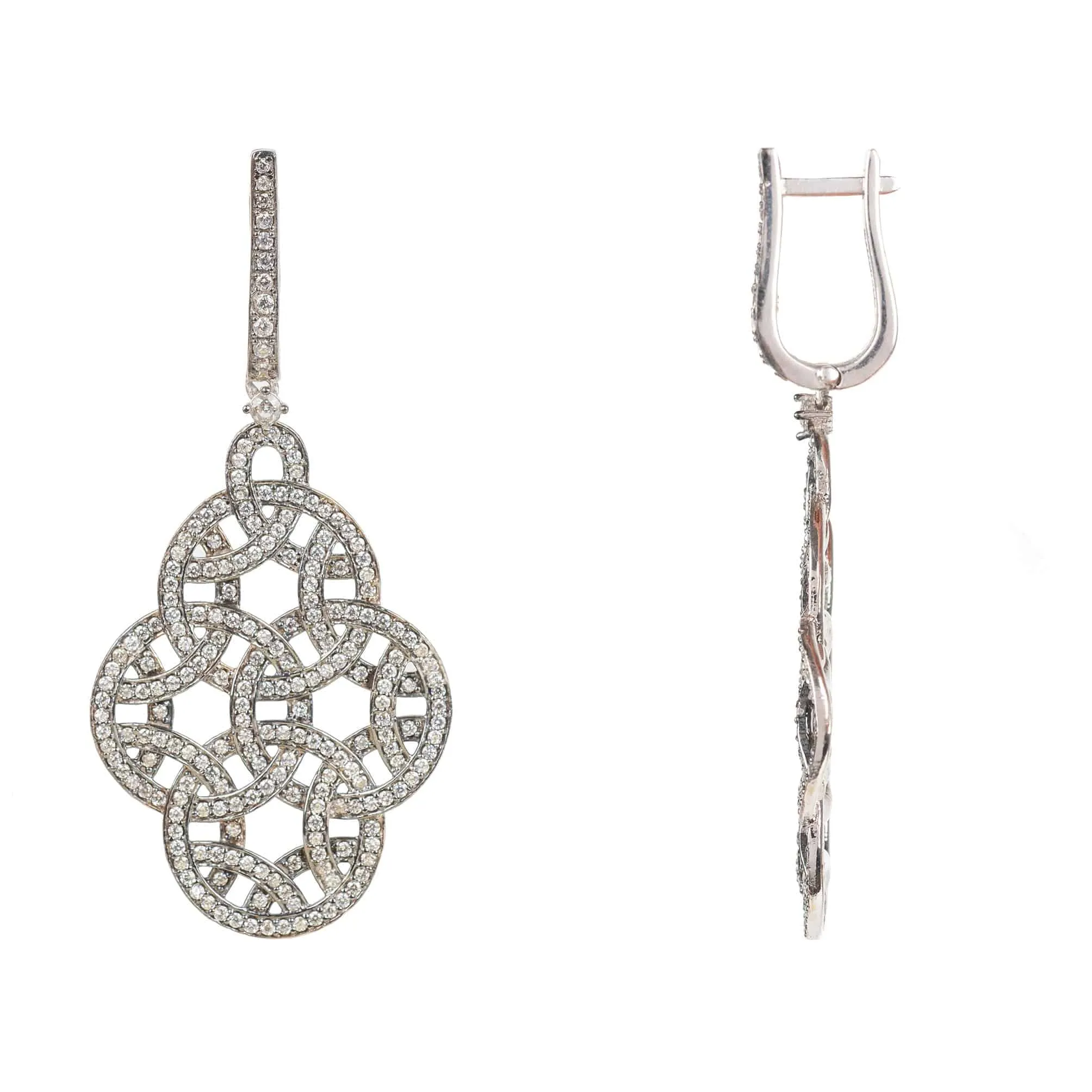 Celtic Knot Aoife Drop Earrings Oxidised Silver