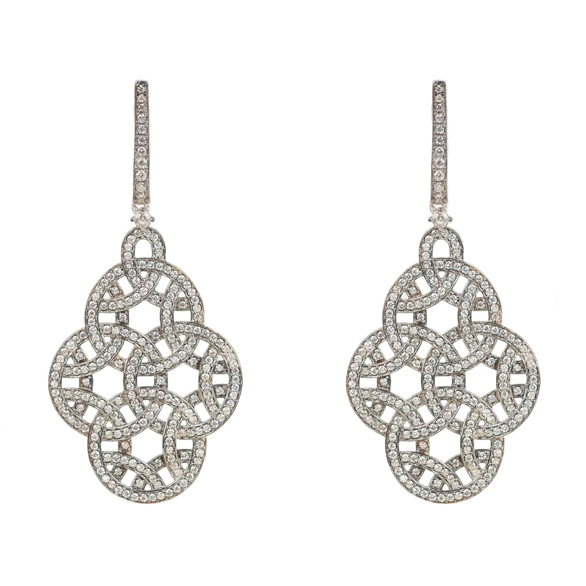 Celtic Knot Aoife Drop Earrings Oxidised Silver