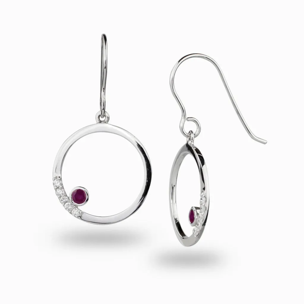 Cercle: Ruby & Diamond Drop Earrings