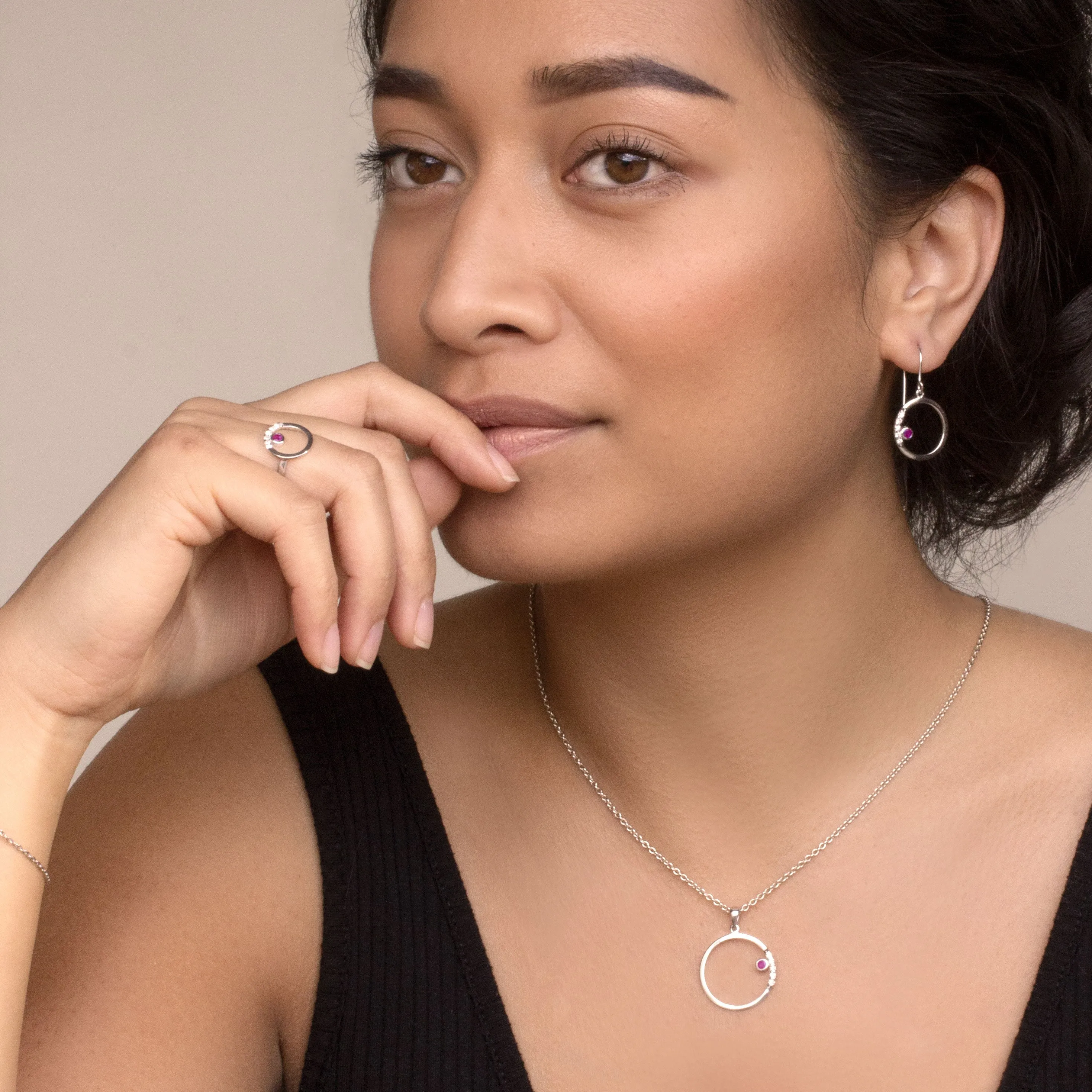 Cercle: Ruby & Diamond Drop Earrings