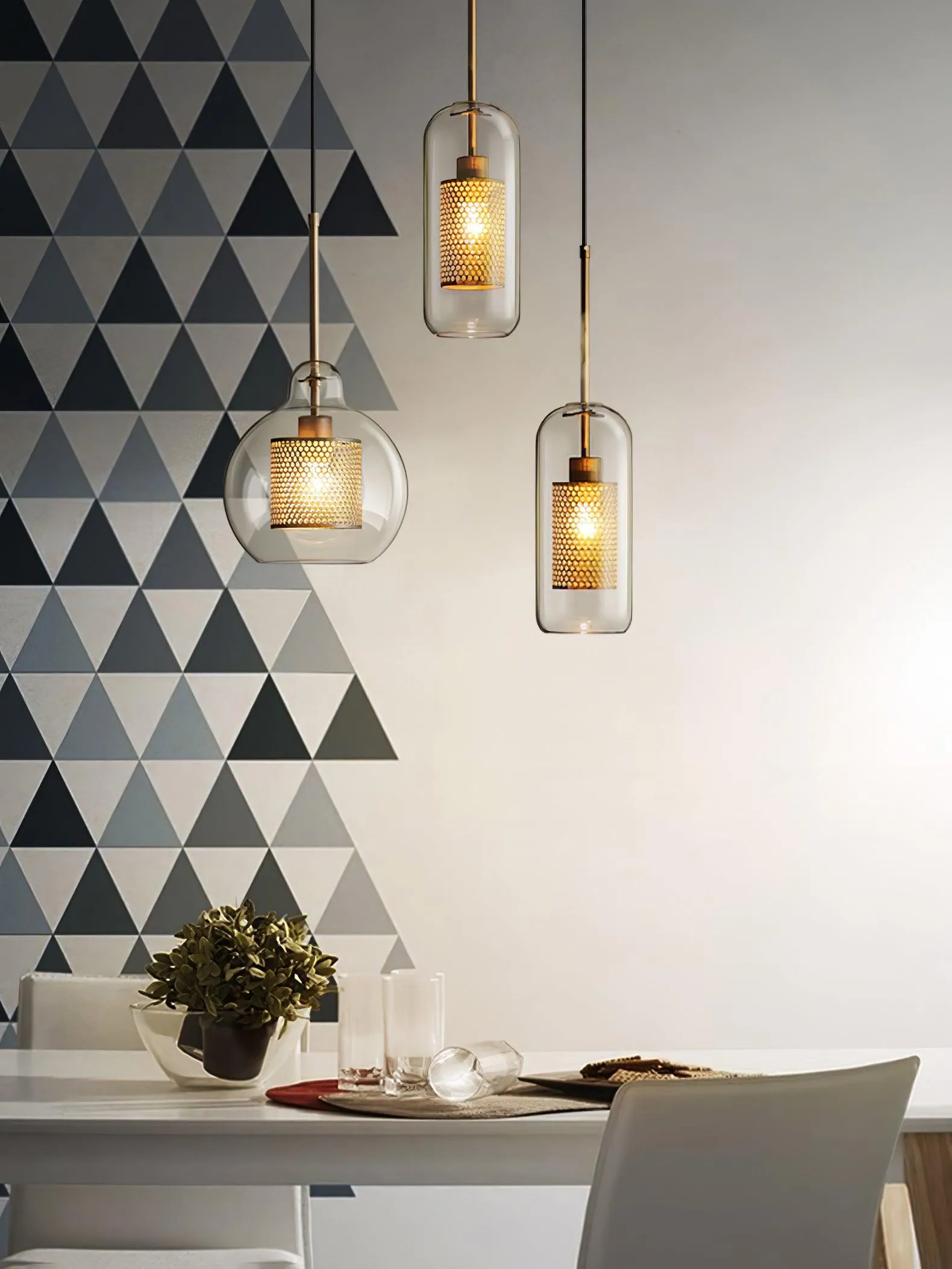 Combined Chiswick Glass Pendant Light
