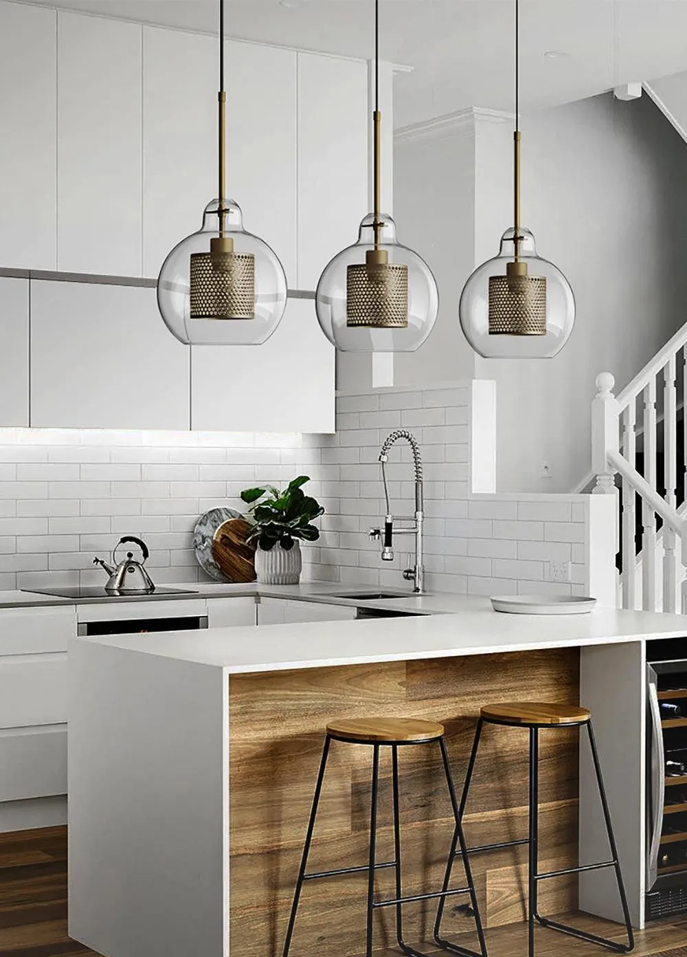 Combined Chiswick Glass Pendant Light