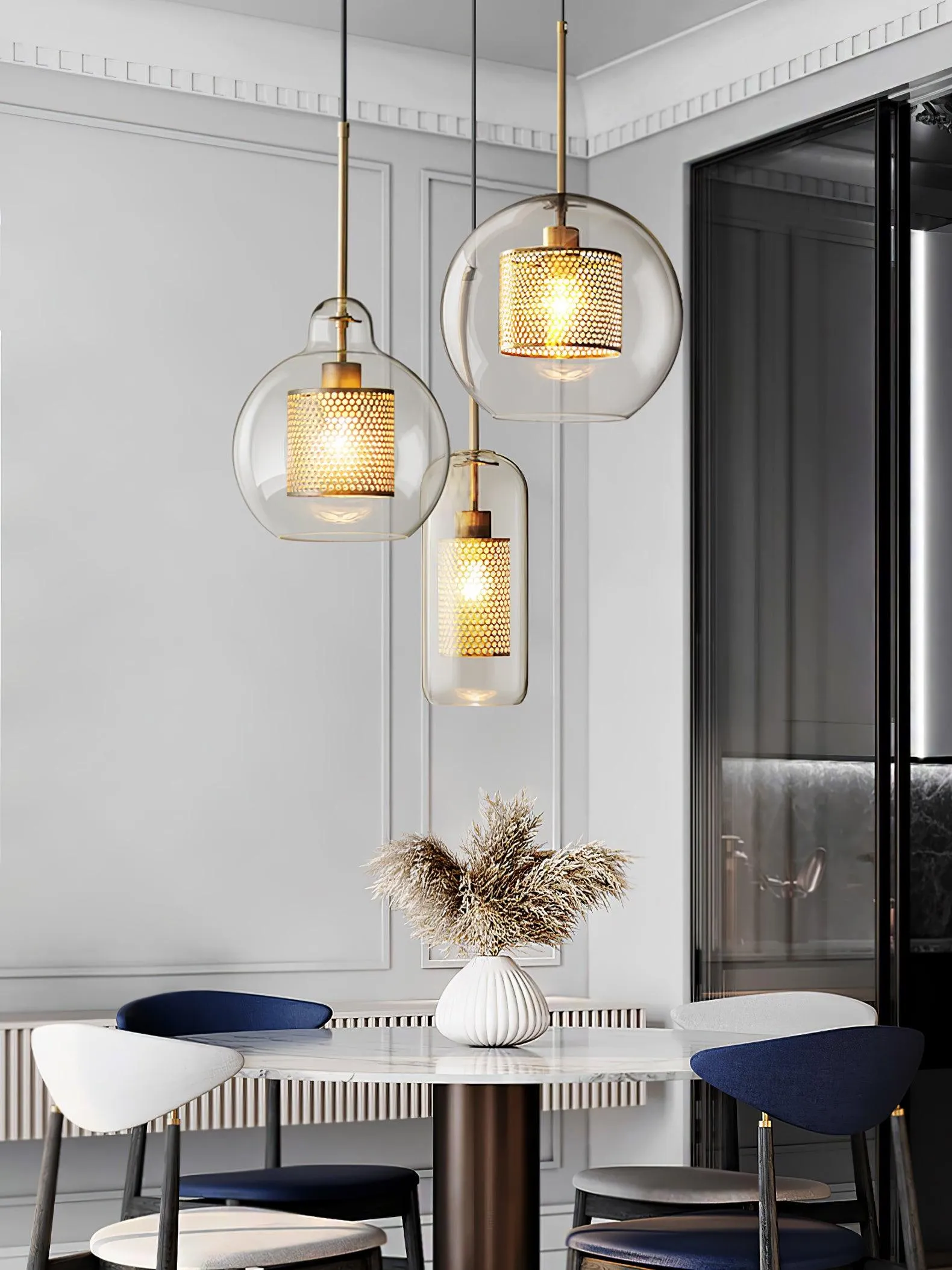Combined Chiswick Glass Pendant Light