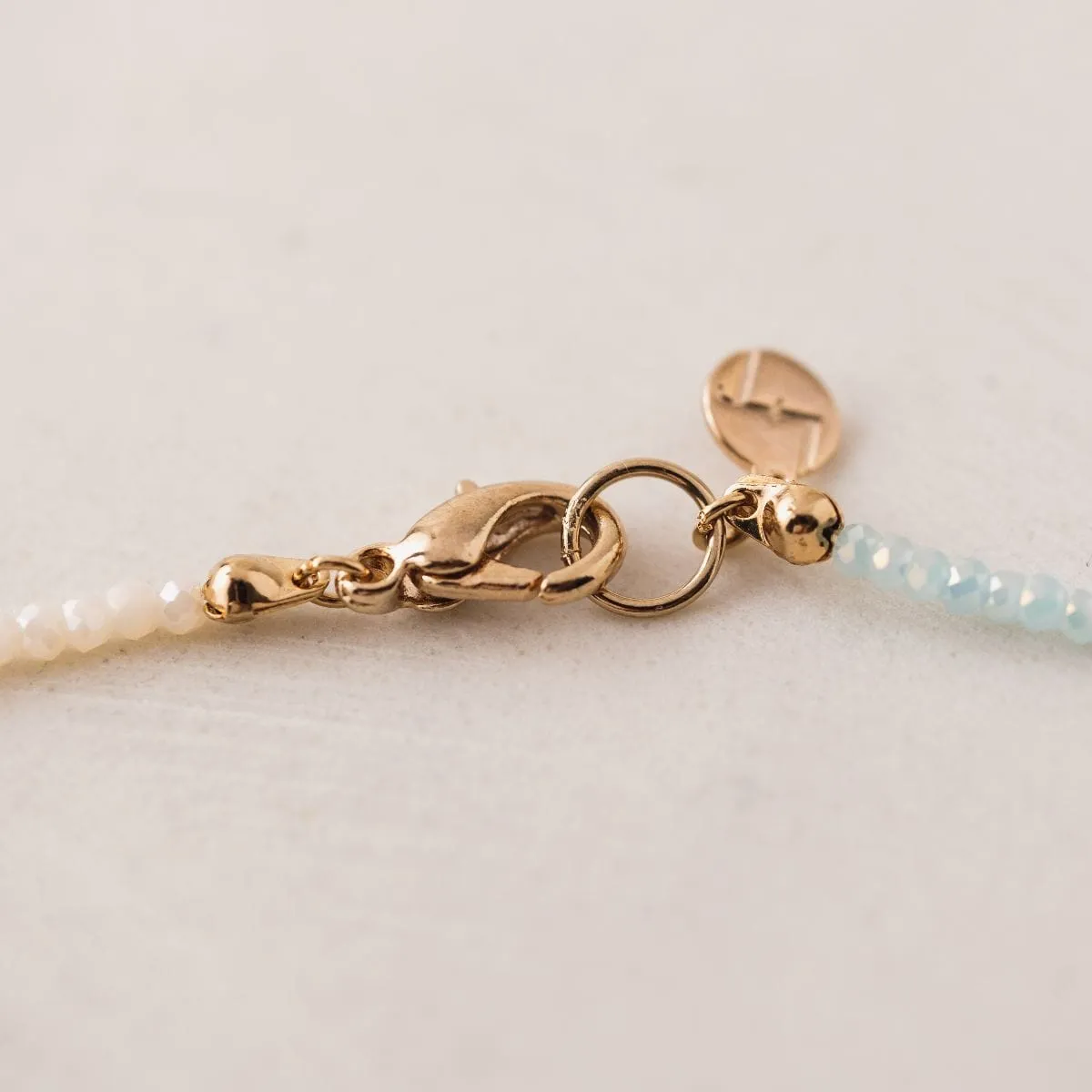 Cora Beaded Necklace Aqua/Creme