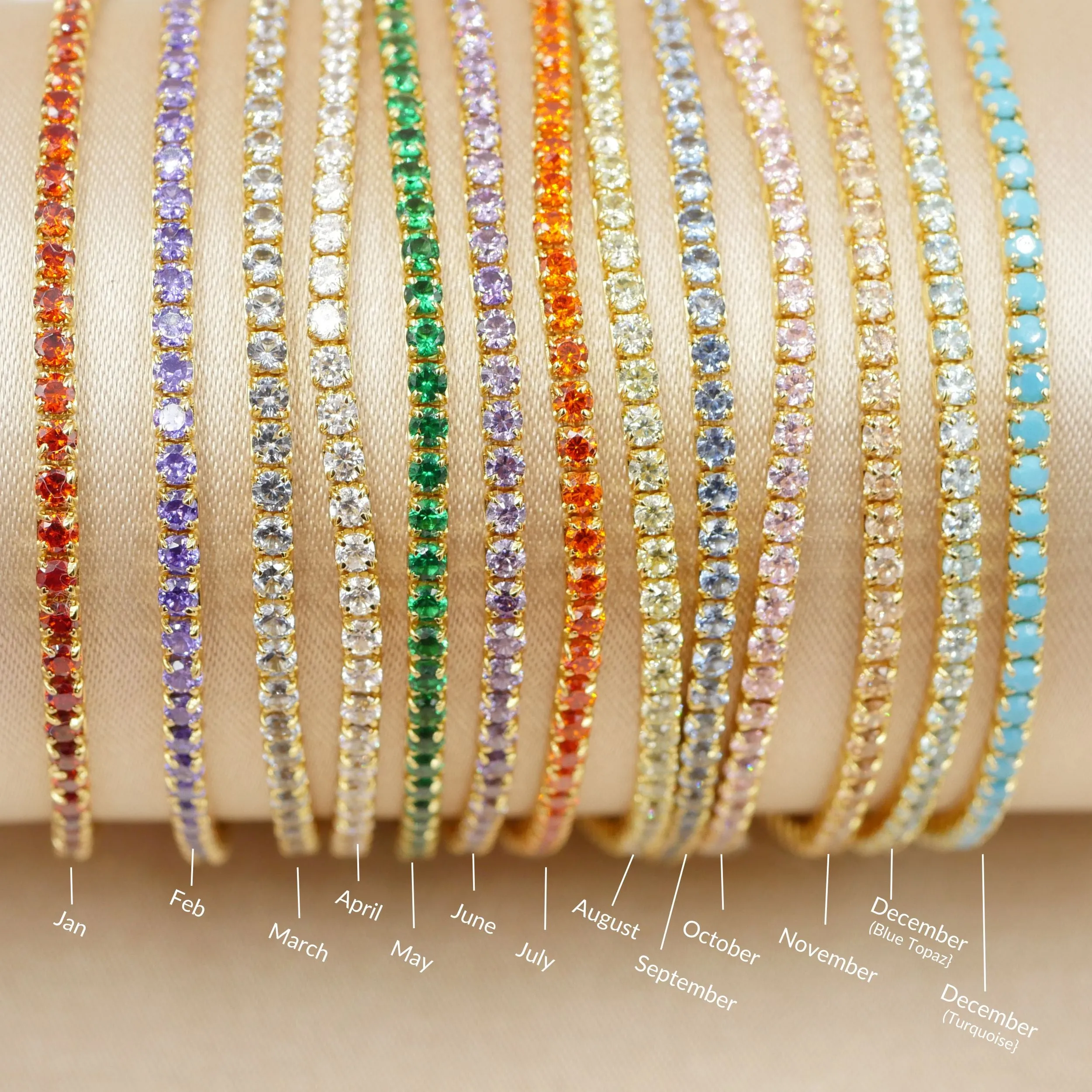 December Blue Topaz Birthstone Tennis Bracelet