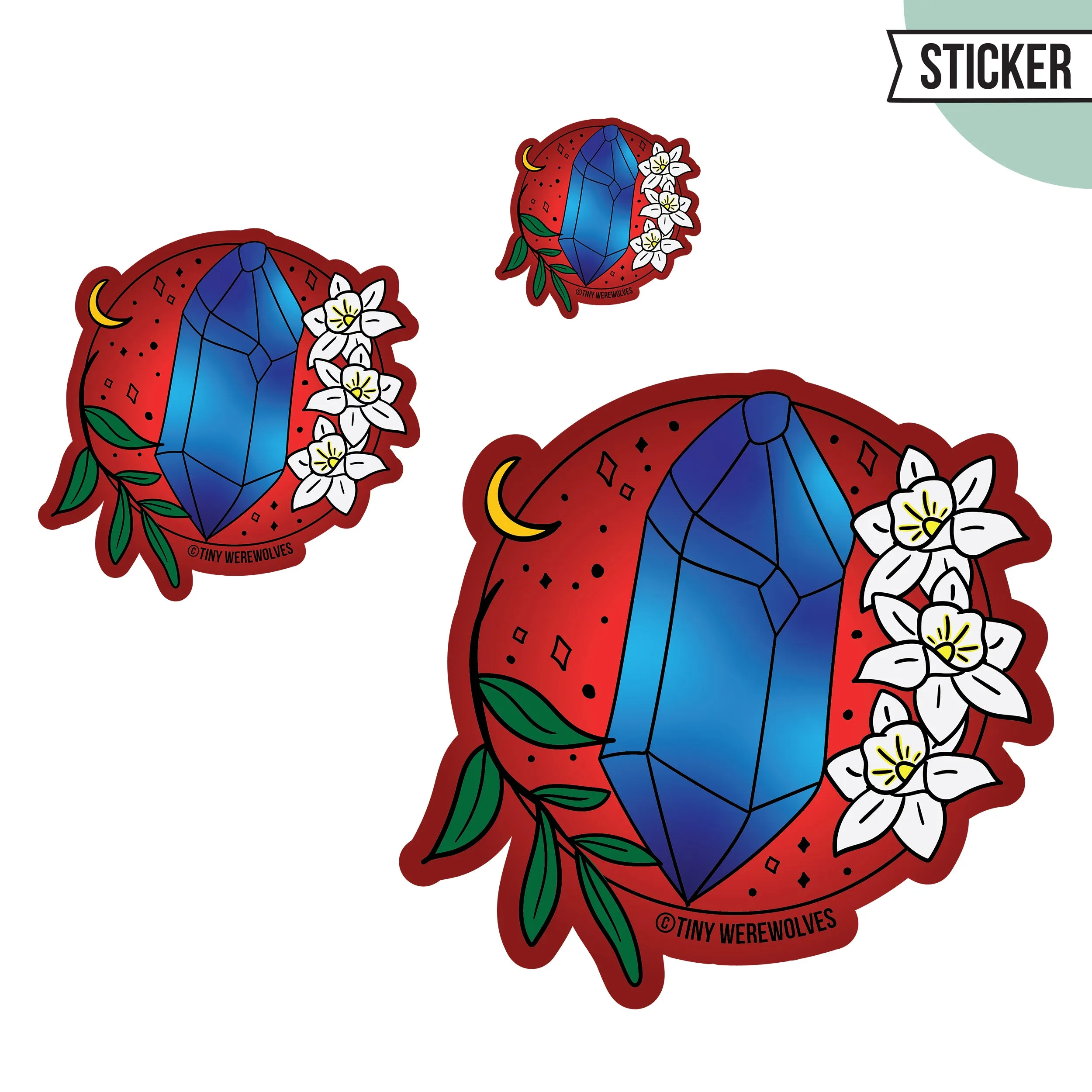 December Crystal & Flower Birthstone Sticker