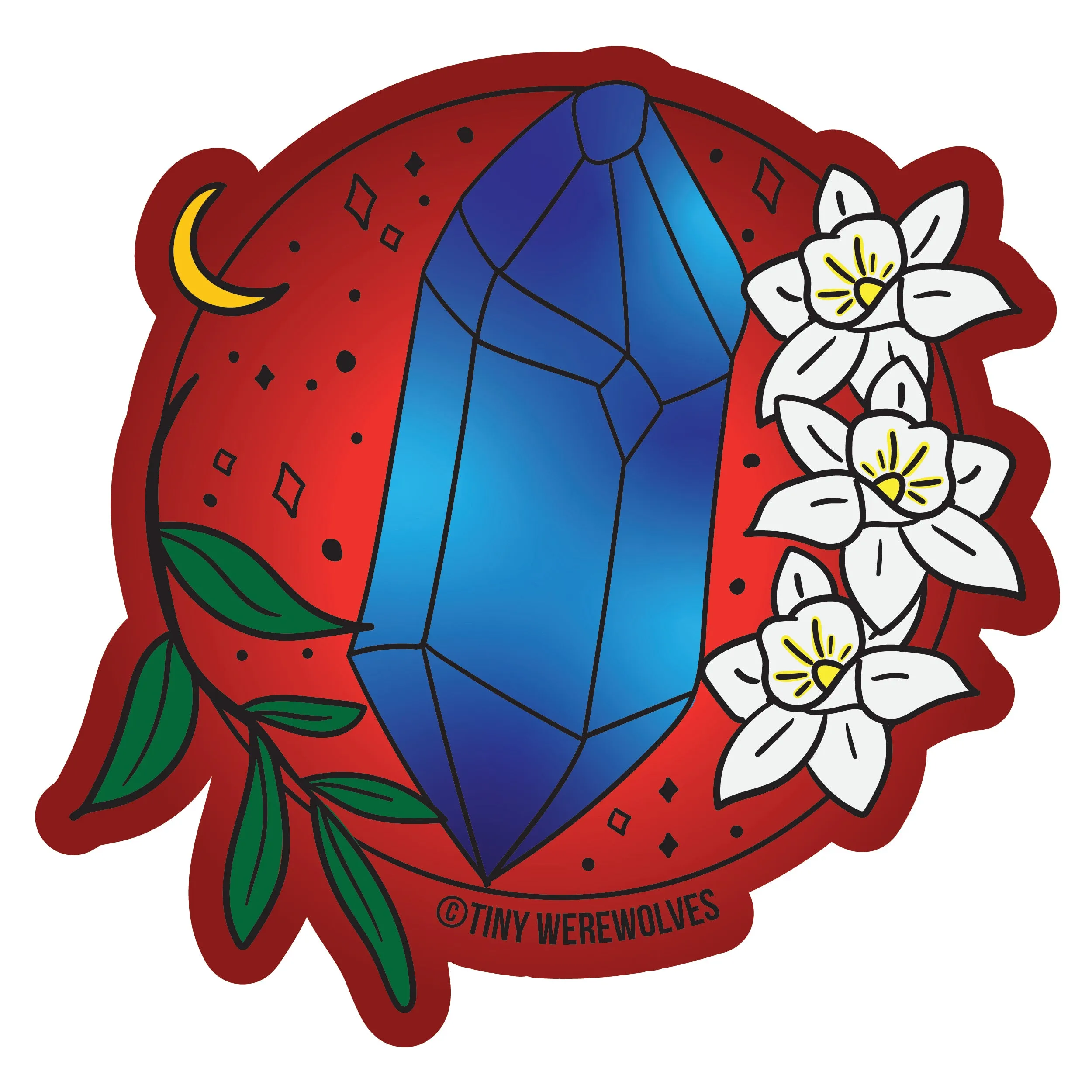 December Crystal & Flower Birthstone Sticker