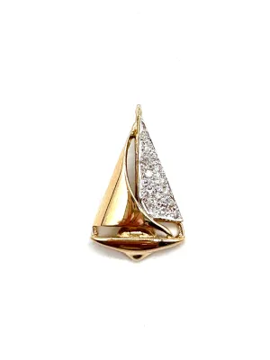 Diamond sailboat pendant