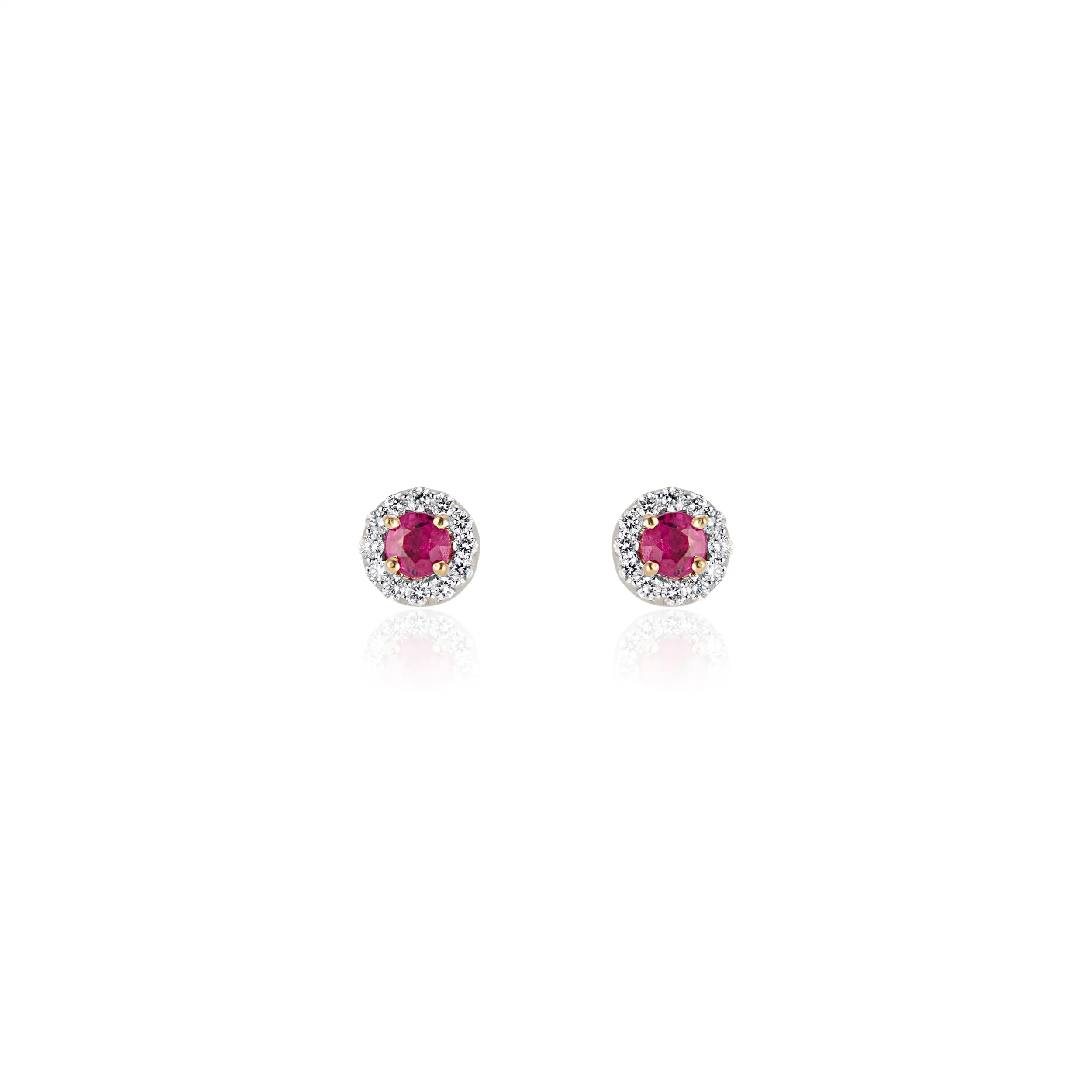 Diana, Diamond Halo Ruby Studs