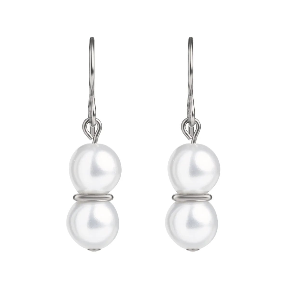 Double Pearl Niobium French Hook Earrings