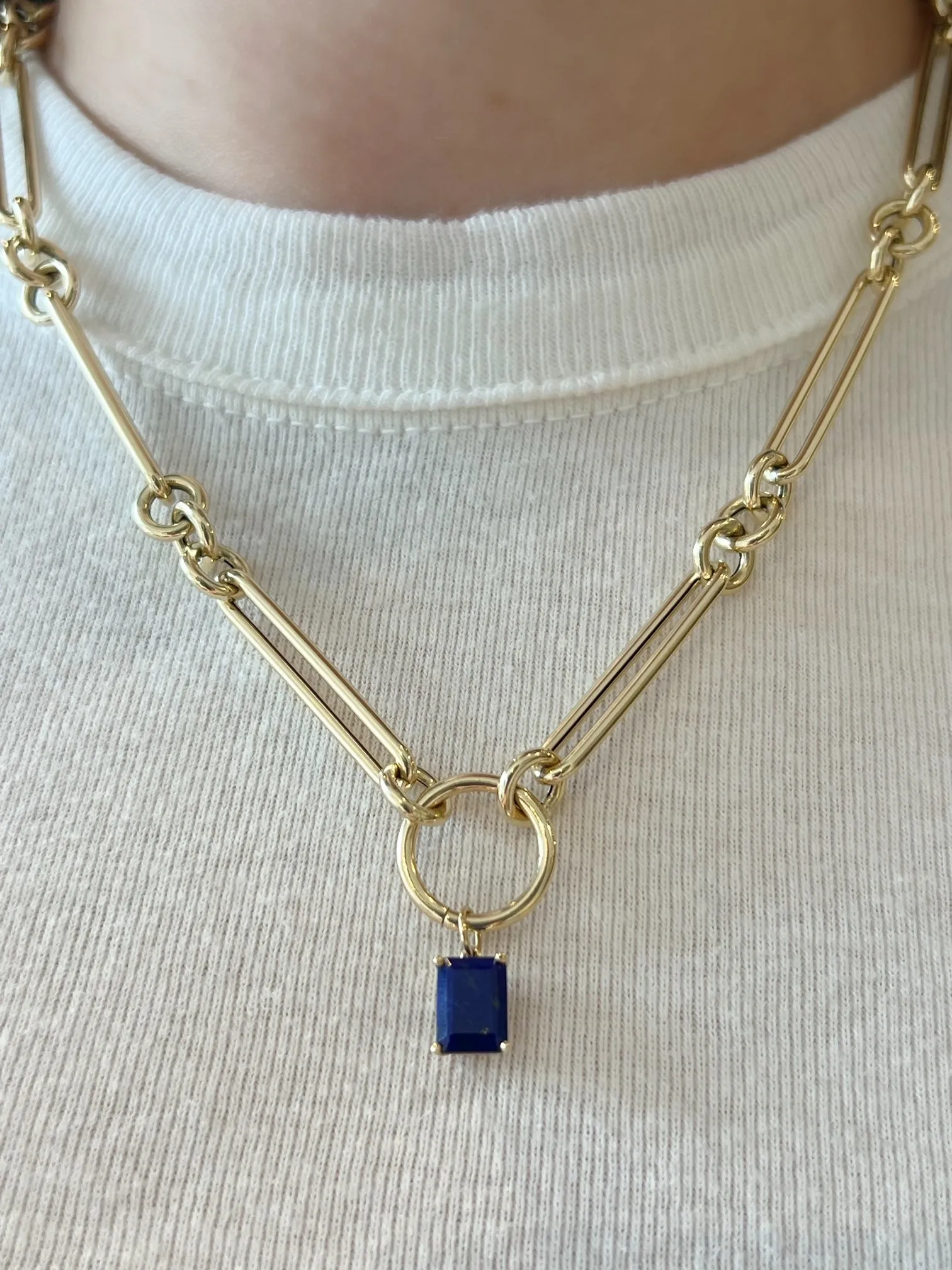 Emerald Cut Lapis Pendant