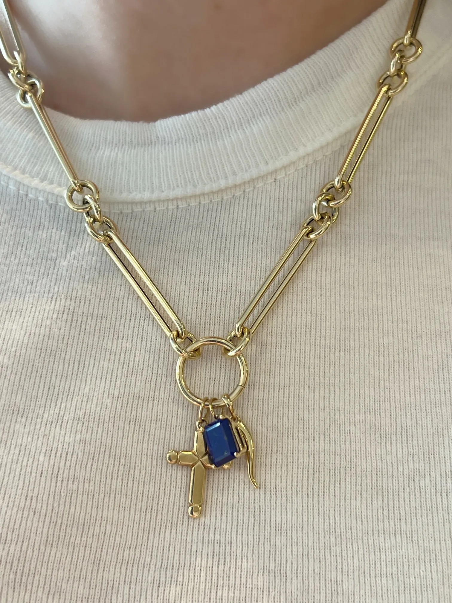 Emerald Cut Lapis Pendant