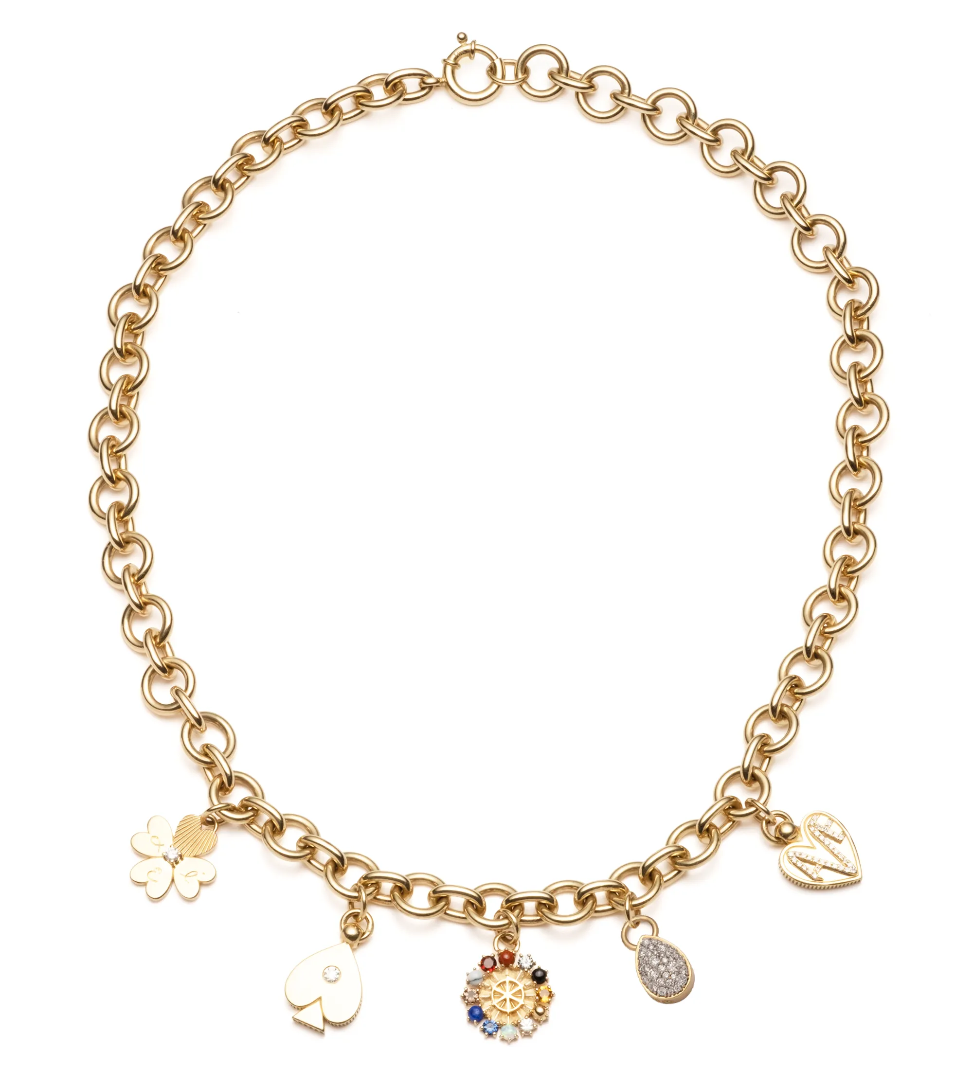Four Suits, Four Elements :  Midsize Mixed Link Chain with Mini Inner Light