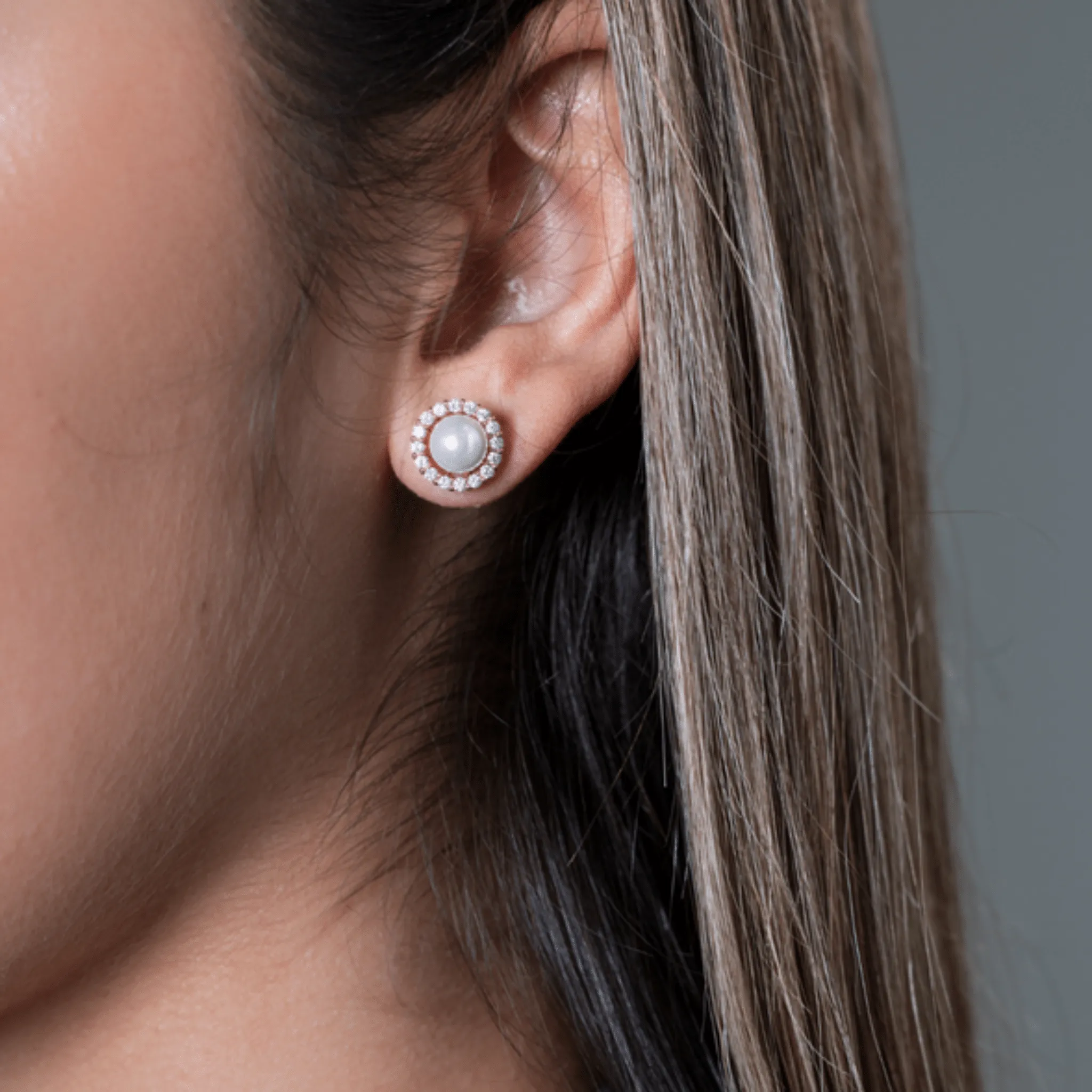 Georgini Noel Nights Esteem Pearl Earrings Rose Gold
