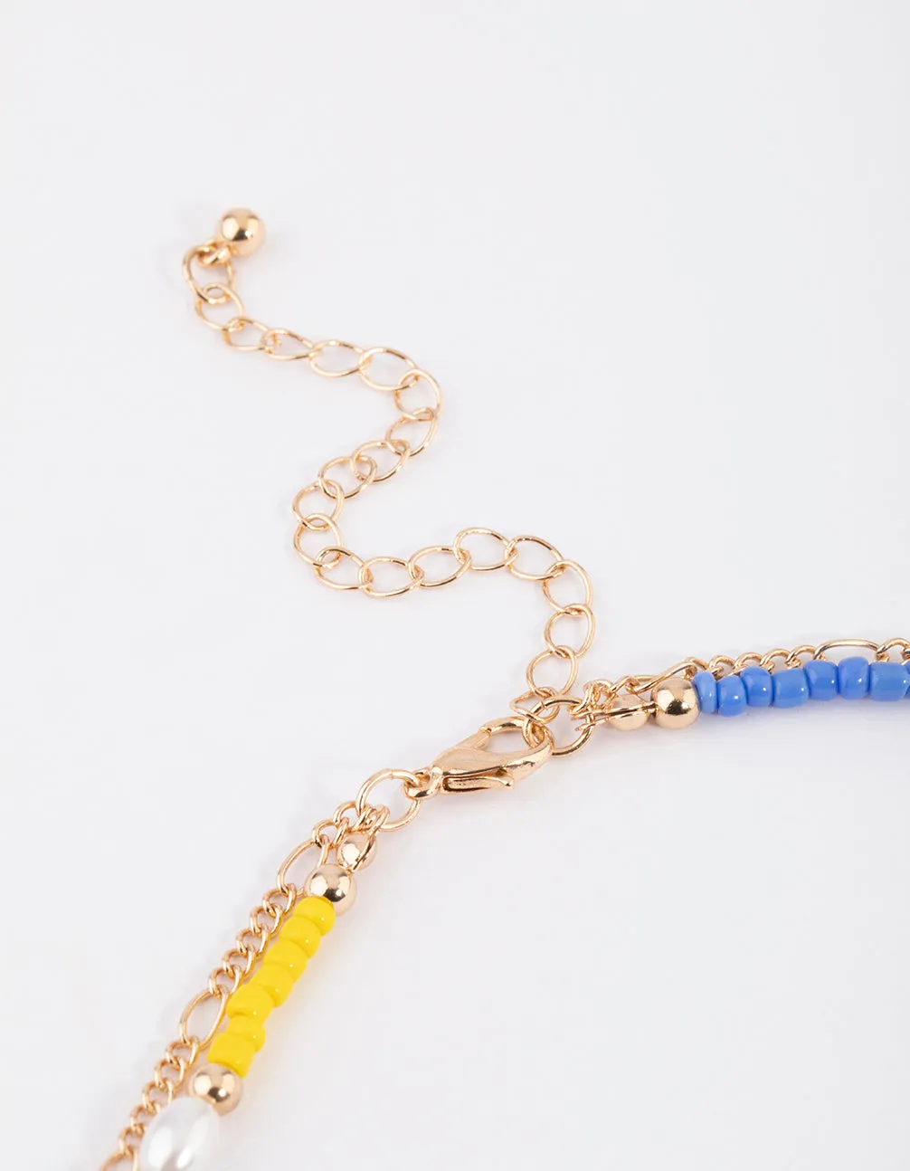 Gold Mixed Bead & Smiley Necklace