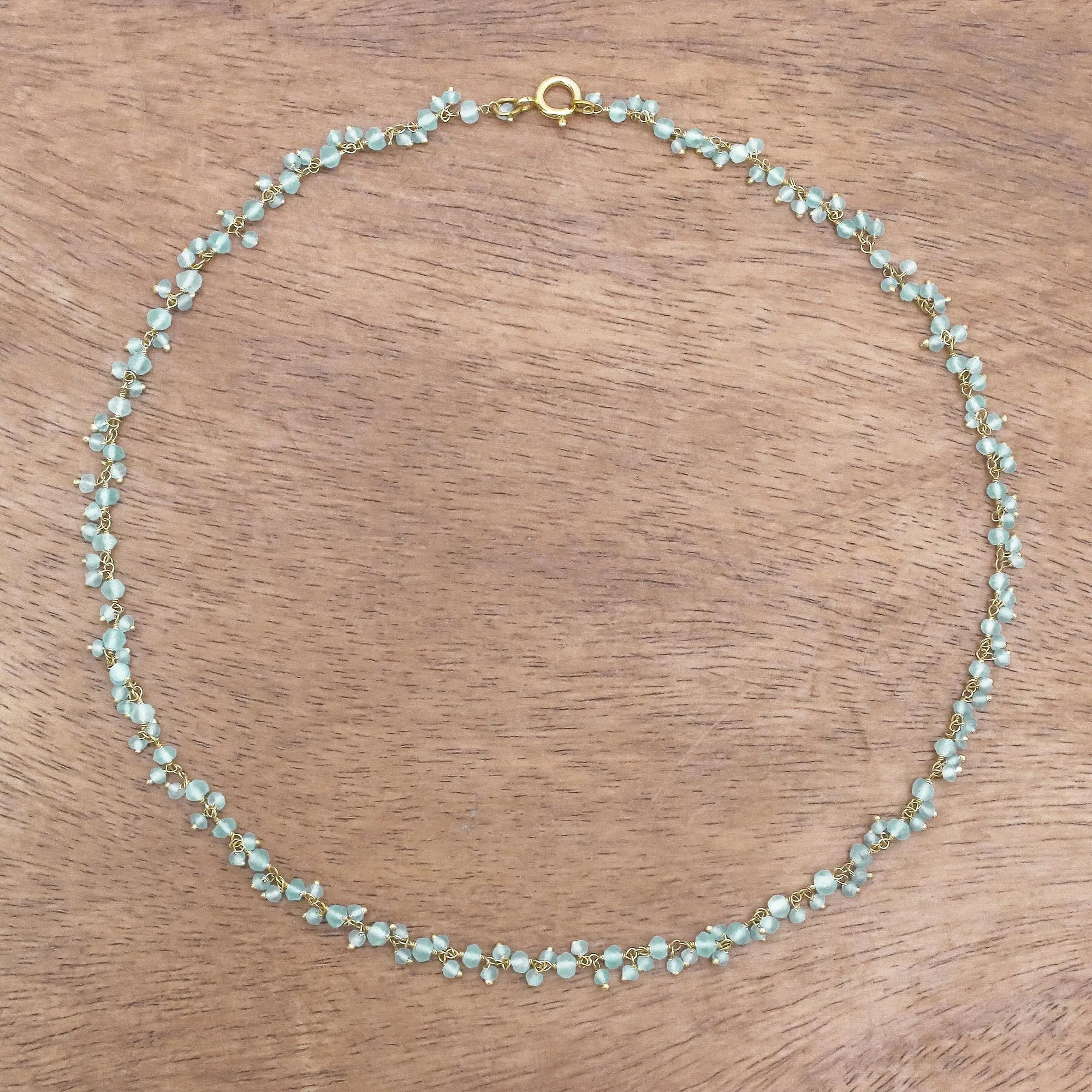 Gold-Plated Apatite Charm Necklace from Thailand - Arctic Dream | NOVICA