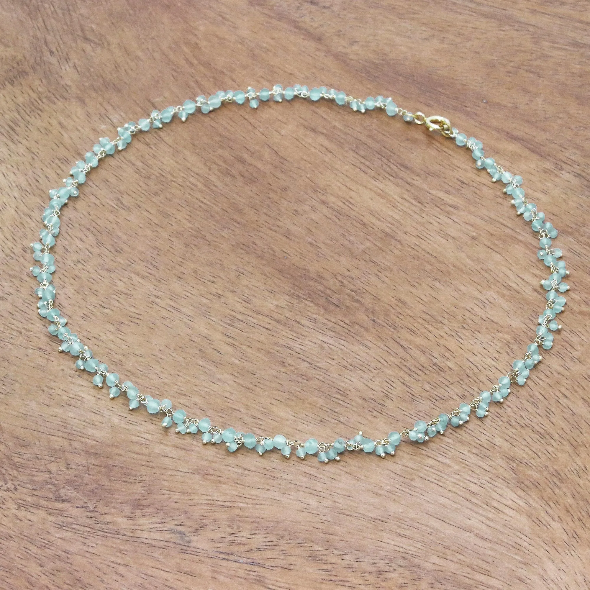 Gold-Plated Apatite Charm Necklace from Thailand - Arctic Dream | NOVICA