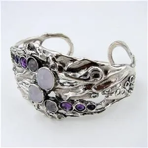 Hadar Jewelry Israel Handmade Artistic Silver Rose Q Amethyst Bracelet