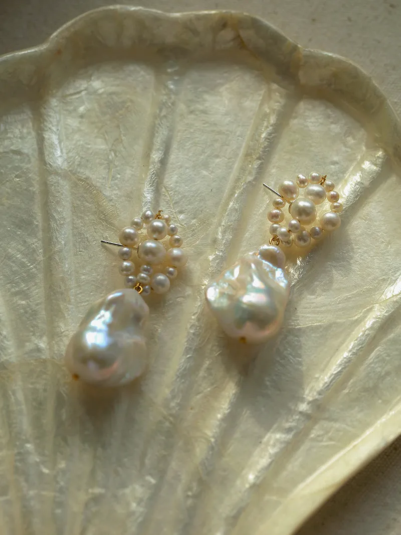 Handwoven Baroque Wrapped Pearl Earrings