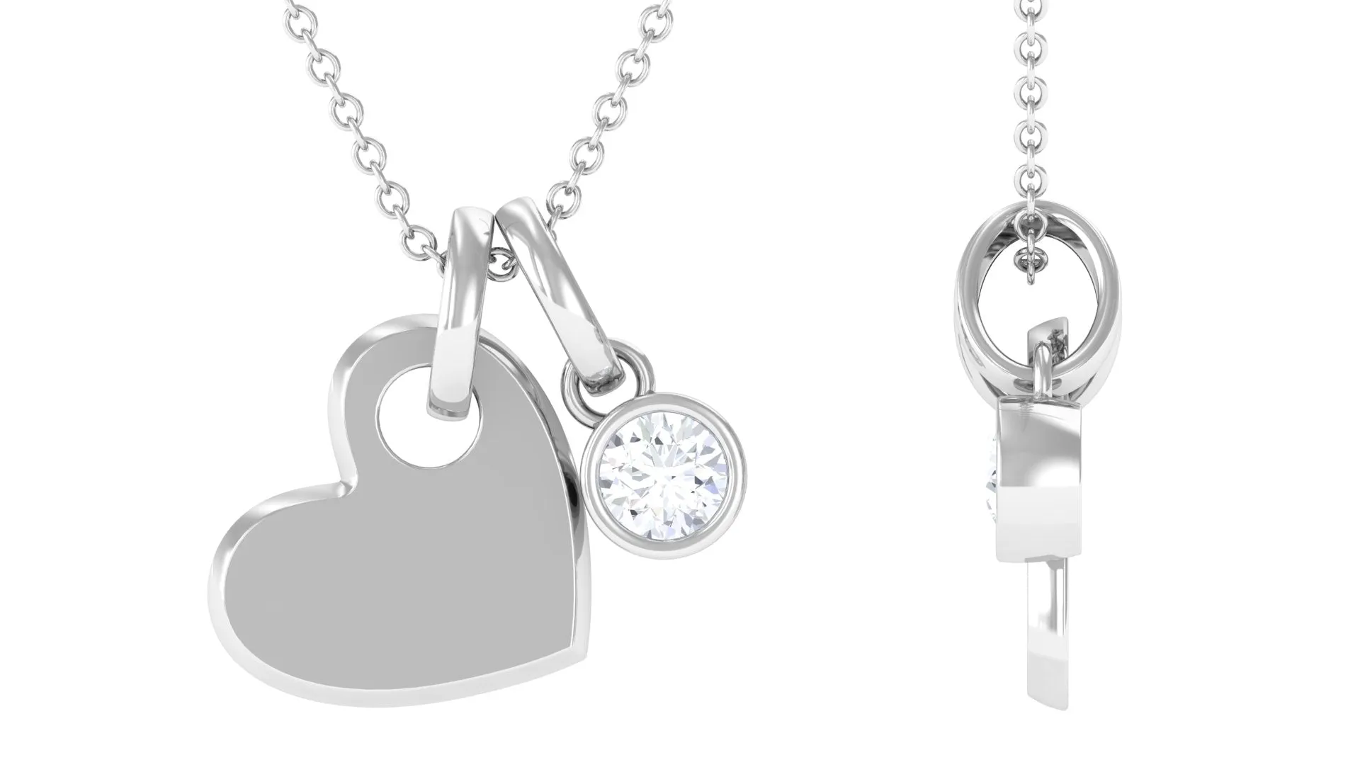 Heart Charm Pendant Necklace with Moissanite
