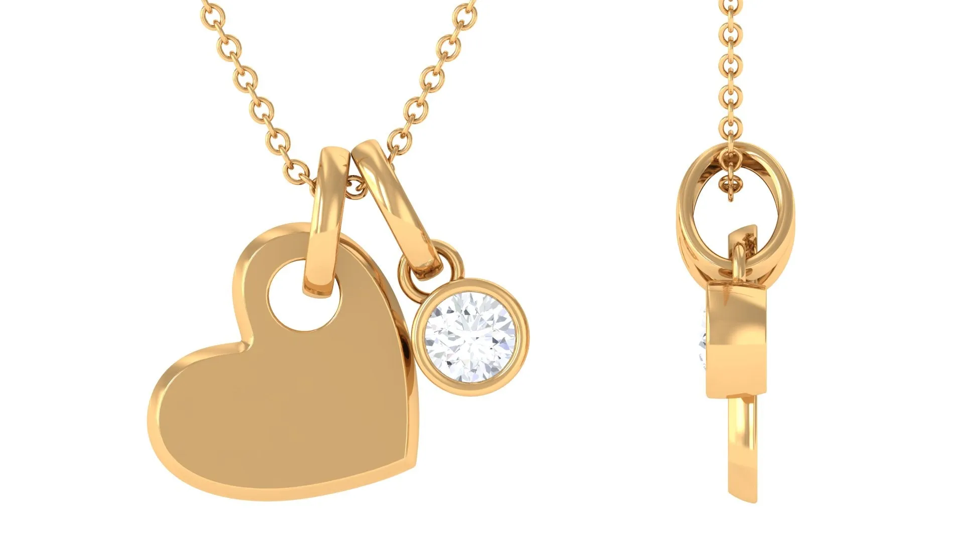 Heart Charm Pendant Necklace with Moissanite