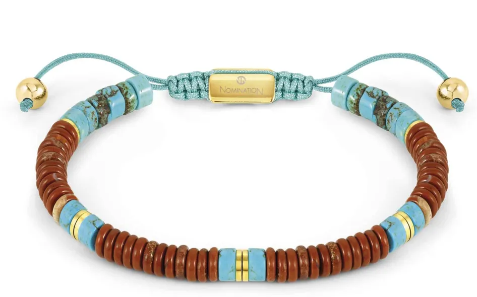 INSTINCTSTYLE bracelet in steel with stones BRICK COLOUR JASPER