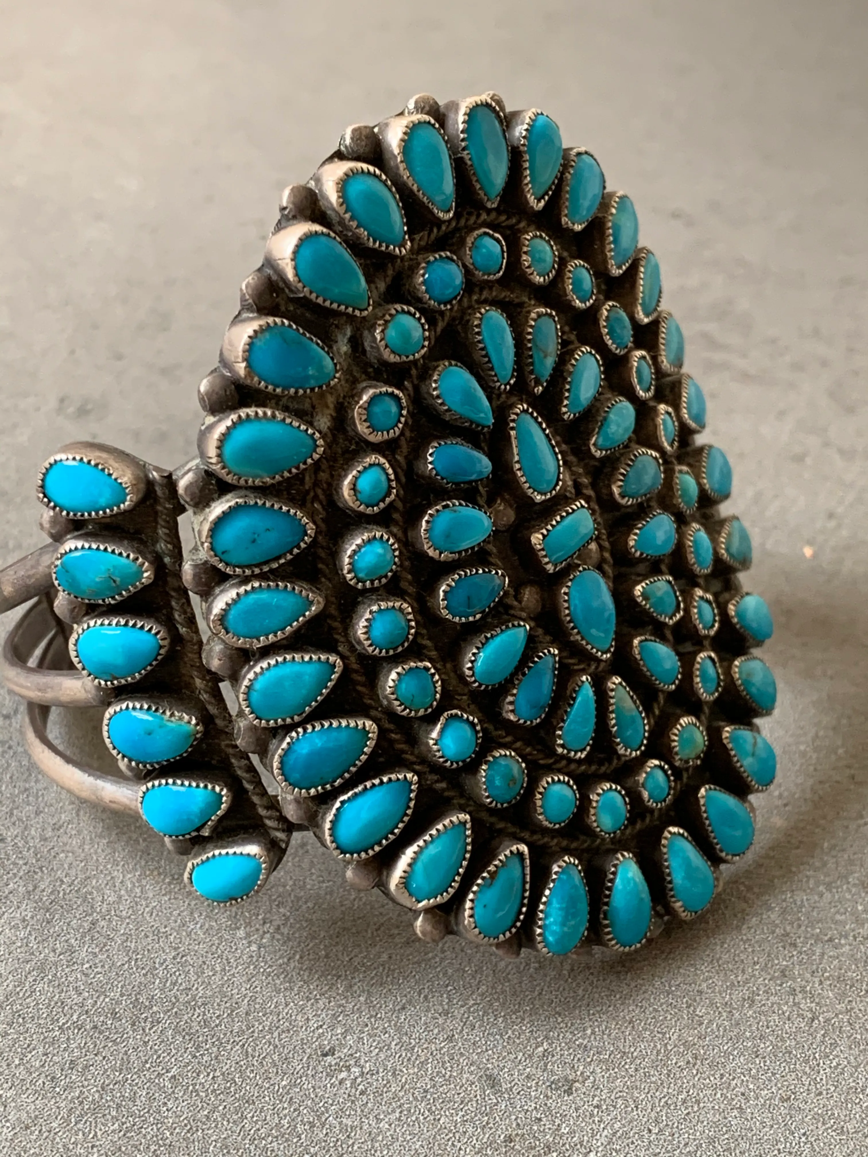Johnny Mike Begay Navajo Sterling Silver Turquoise Cluster Bracelet