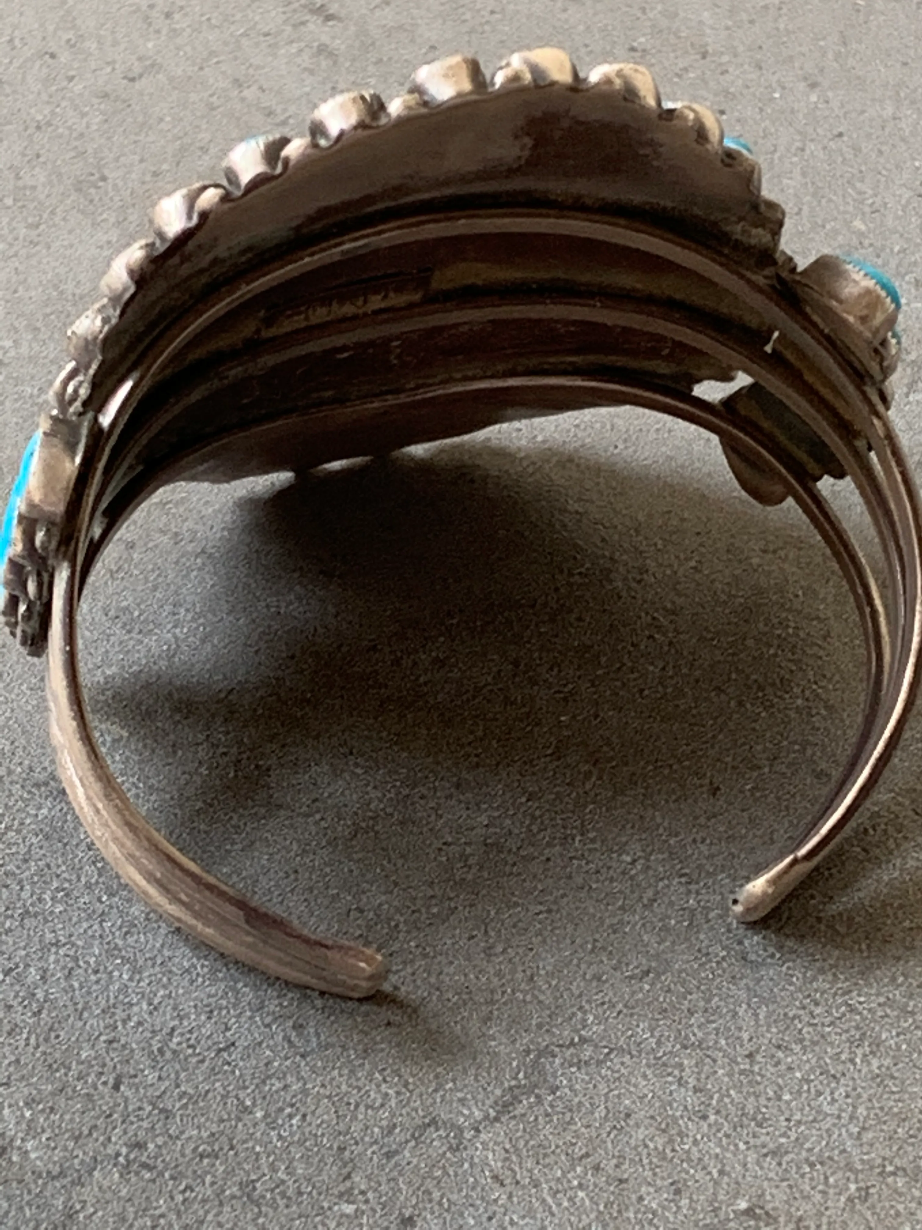 Johnny Mike Begay Navajo Sterling Silver Turquoise Cluster Bracelet