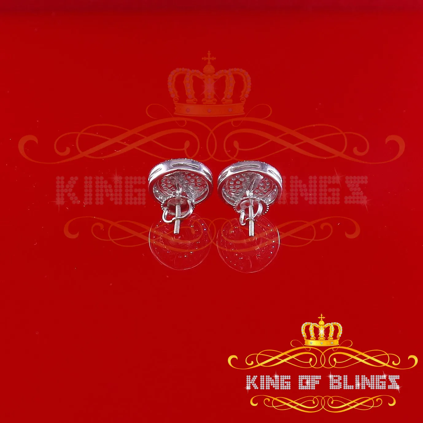 King of Blings- Aretes Para Hombre 925 White Silver 1.07ct Cubic Zirconia Round Women's Earrings