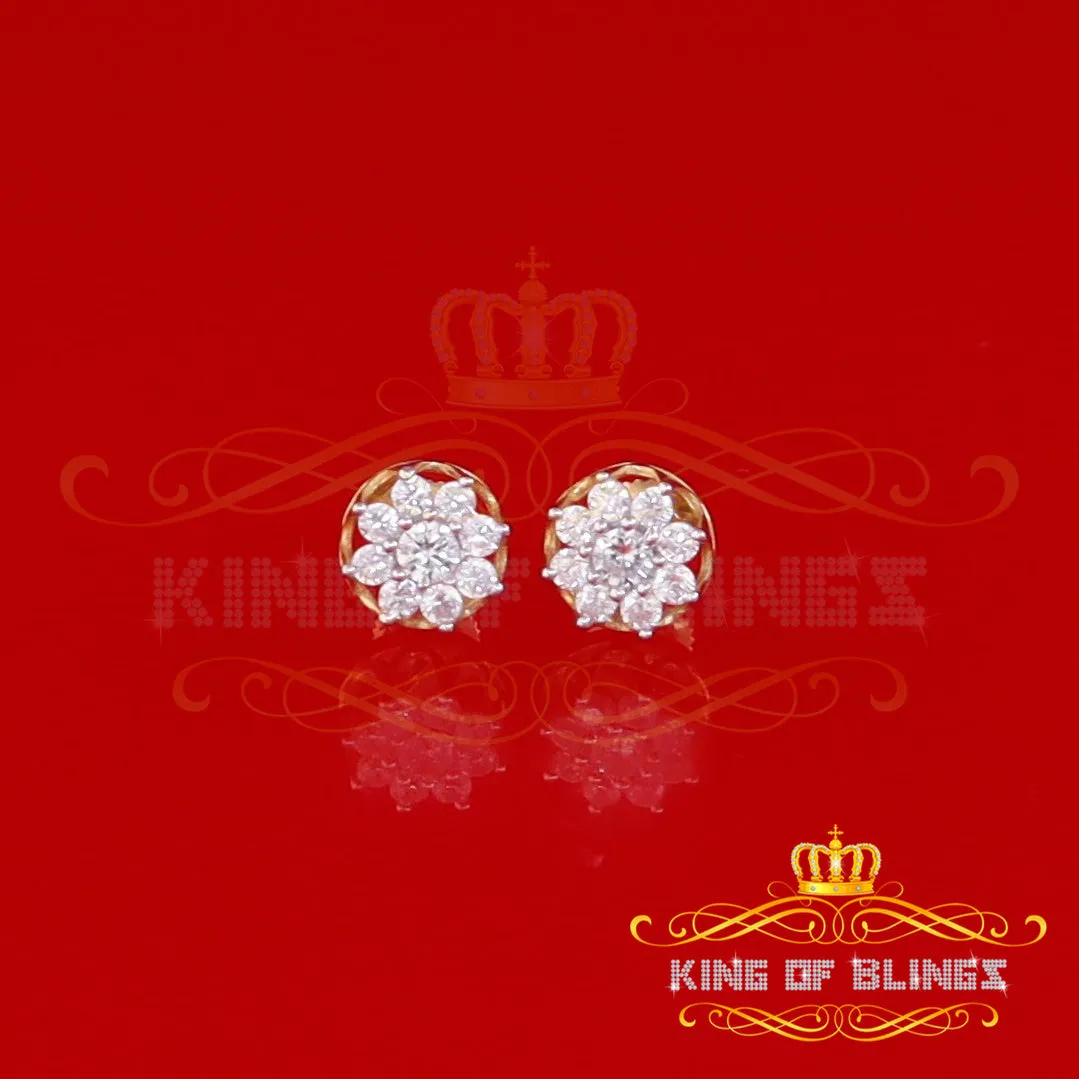 King of Bling's Yellow 925 Silver Cubic 0.14ct Zirconia Women's & Men's Hip Hop Flower Earrings