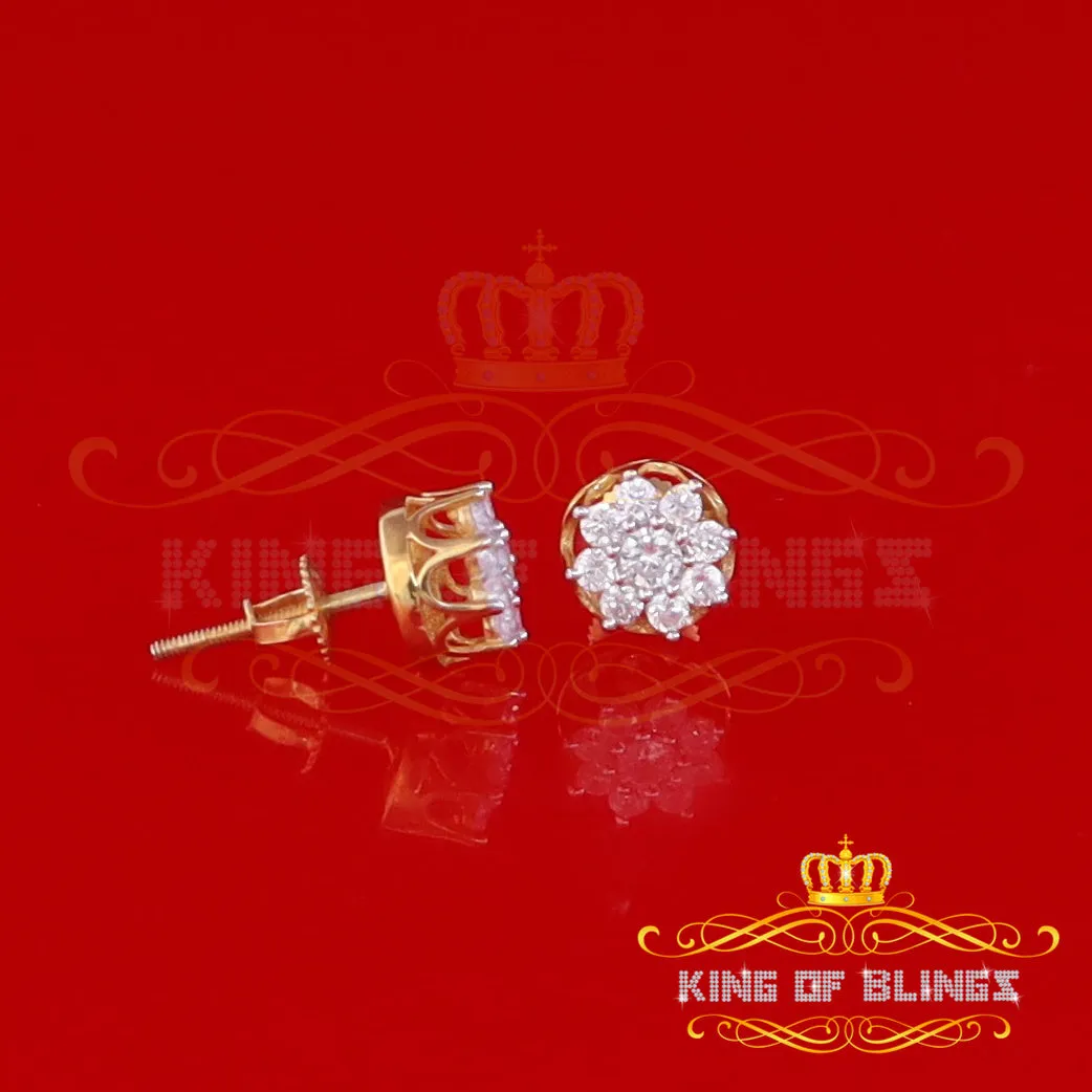 King of Bling's Yellow 925 Silver Cubic 0.14ct Zirconia Women's & Men's Hip Hop Flower Earrings