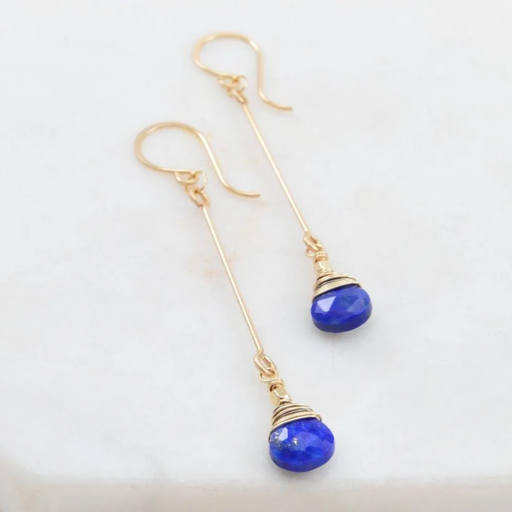 Lapis Bar Drop Earrings