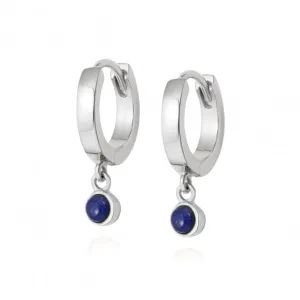 Lapis Healing Huggie Hoops Sterling Silver Earrings HE3004_SLV