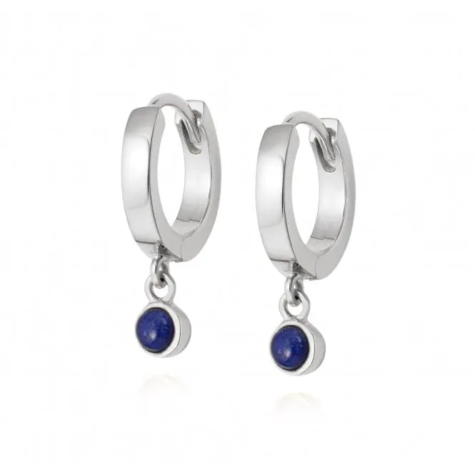 Lapis Healing Huggie Hoops Sterling Silver Earrings HE3004_SLV